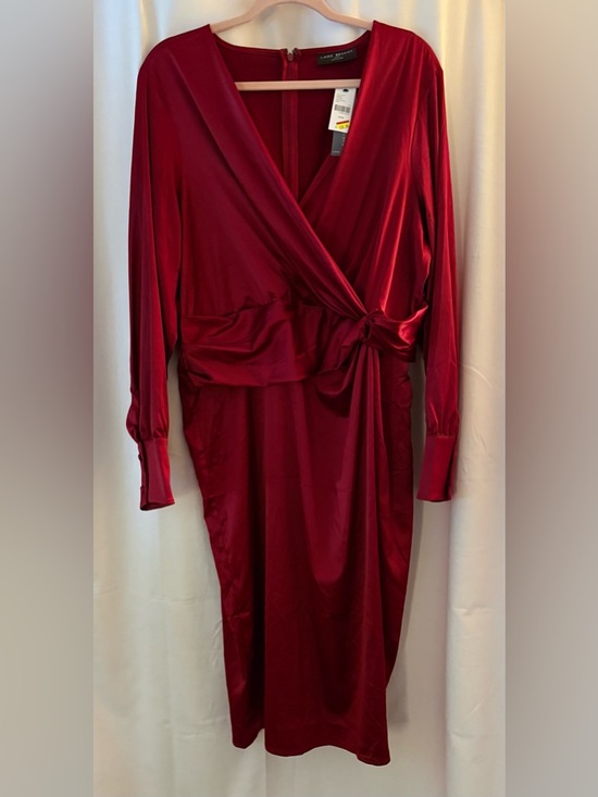 Lane Bryant Dresses & Skirts - NWT Lane Bryant Stretch Satin Surplice Knot-Front Midi Wrap Dress; Size 18/20